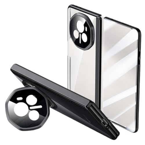 LSKOZU Hülle Für Honor Magic V3, Stilvolle Transparente Schutzhülle, Integrierte Displayschutzfolie, Ständer (Schwarz) von LSKOZU