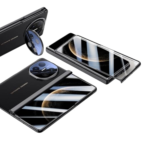 LSKOZU Hülle Für Huawei Mate X6, Integrierter Bildschirmschutz, Kamera- Und Scharnierschutz, Kreativer Ständer, Sturzsichere Handyhülle Aus Leder (für Mate X6,Schwarz) von LSKOZU