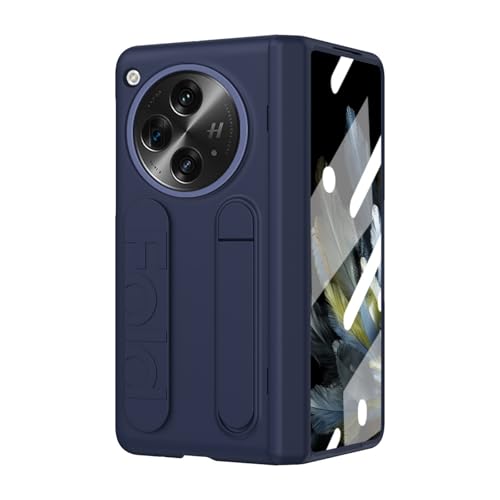 LSKOZU Hülle Für Oneplus Open, Stoßdämpfendes, Sturzsicheres Gehäuse Mit Scharnierschutz, Integriertem Bildschirmschutz, Handschlaufe Und Ständer (Blau) von LSKOZU