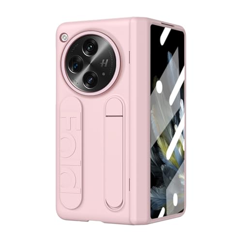 LSKOZU Hülle Für Oneplus Open, Stoßdämpfendes, Sturzsicheres Gehäuse Mit Scharnierschutz, Integriertem Bildschirmschutz, Handschlaufe Und Ständer (Rosa) von LSKOZU
