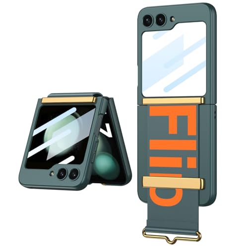 Hülle Für Samsung Galaxy Z Flip 6, Mit Integriertem Bildschirmschutz Und Rutschfestem Armband, Leichte Und Modische Flip6 Hülle (für Galaxy Z Flip6,Grün) von LSKOZU