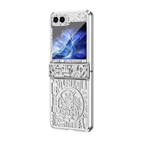LSKOZU Hülle Für Samsung Galaxy Z Flip6, Schlanke Und Elegante Hülle, Leichter, Integrierter Scharnierschutz, Transparente Hülle Mit Graffiti (für Galaxy Z Flip6,Silber) von LSKOZU