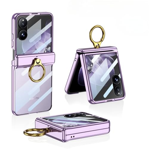 LSKOZU Hülle Für Xiaomi Mix Flip, Modische Und Leichte Transparente Hülle, Integrierte Bildschirmschutzfolie Und Ringhalterung (für Mix Flip,Lila) von LSKOZU