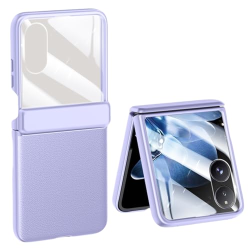 LSKOZU Hülle Für Xiaomi Mix Flip, Stilvolle Stoßfeste Lederhülle Mit Integriertem Scharnierschutz Und Displayschutzfolie (für Mix Flip,Lila) von LSKOZU