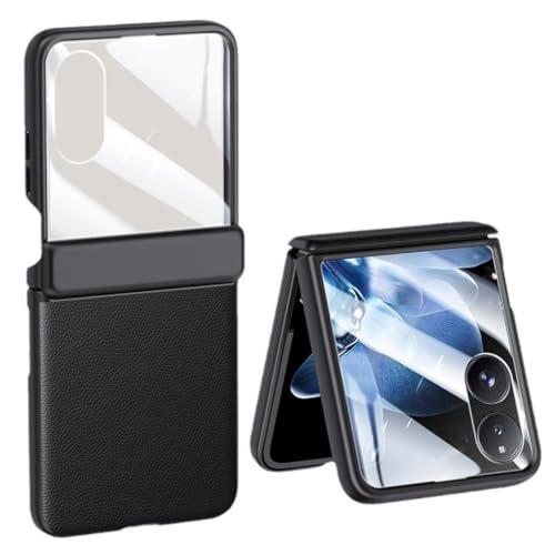 LSKOZU Hülle Für Xiaomi Mix Flip, Stilvolle Stoßfeste Lederhülle Mit Integriertem Scharnierschutz Und Displayschutzfolie (für Mix Flip,Schwarz) von LSKOZU