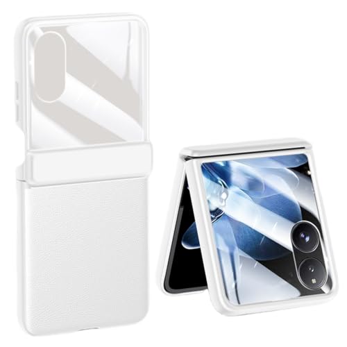 LSKOZU Hülle Für Xiaomi Mix Flip, Stilvolle Stoßfeste Lederhülle Mit Integriertem Scharnierschutz Und Displayschutzfolie (für Mix Flip,Weiß) von LSKOZU
