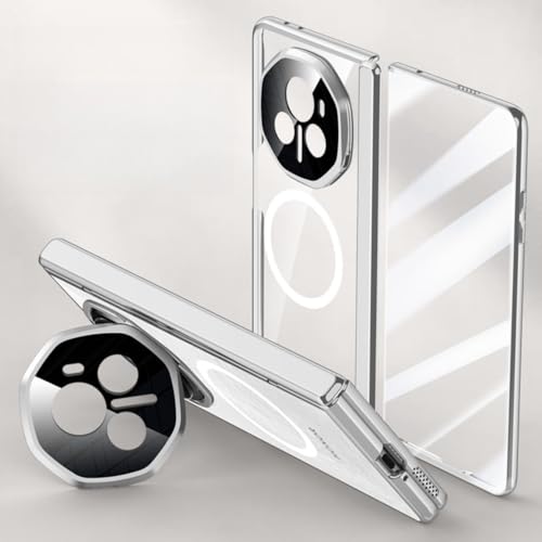 LSKOZU Hüllen Für Honor Magic V3, Stoß- Und Sturzsicher, Leichtes Und Ultradünnes Transparentes Gehäuse, Integrierter Bildschirmschutz Und Ständer (Für Magic V3,Silber) von LSKOZU