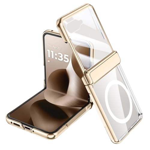 LSKOZU Hüllen Für Motorola Razr 60 Ultra, Leichtes, Schlankes Und Stoßfestes Gehäuse Mit Integriertem Bildschirmschutz, Scharnierschutz Und Kabelloser Ladeunterstützung (Gold,Motorola Razr 60 Ultra) von LSKOZU