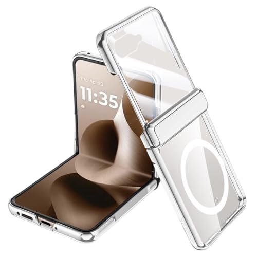 LSKOZU Hüllen Für Motorola Razr 60 Ultra, Leichtes, Schlankes Und Stoßfestes Gehäuse Mit Integriertem Bildschirmschutz, Scharnierschutz Und Kabelloser Ladeunterstützung (Silber,Motorola Razr 2025) von LSKOZU