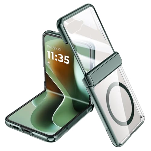 LSKOZU Hüllen Für Motorola Razr 60 Ultra, Leichtes, Schlankes Und Stoßfestes Gehäuse Mit Integriertem Bildschirmschutz, Scharnierschutz Und Kabelloser Ladeunterstützung (grün,Motorola Razr 2025) von LSKOZU