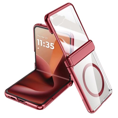 LSKOZU Hüllen Für Motorola Razr 60 Ultra, Leichtes, Schlankes Und Stoßfestes Gehäuse Mit Integriertem Bildschirmschutz, Scharnierschutz Und Kabelloser Ladeunterstützung (rot,Motorola Razr 60 Ultra) von LSKOZU