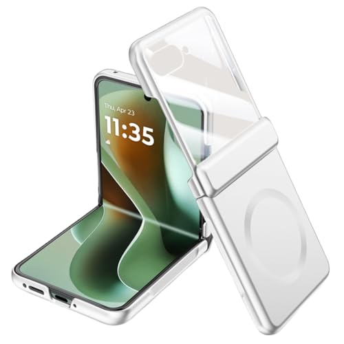LSKOZU Hüllen Für Motorola Razr 60 Ultra, Leichtes, Ultradünnes, Stoßfestes Gehäuse Mit Integriertem Bildschirmschutz, Scharnierschutz, Unterstützung Für Kabelloses Laden (Silber,Motorola Razr 2025) von LSKOZU