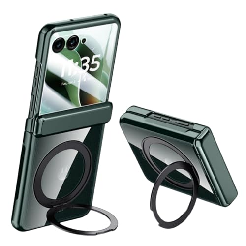 LSKOZU Hüllen Für Motorola Razr 60 Ultra, Stilvolles, Leichtes, Ultradünnes Und Transparentes Gehäuse Mit Integriertem Bildschirmschutz, Drehbarer Fingerringhalter (grün,Motorola Razr 60) von LSKOZU