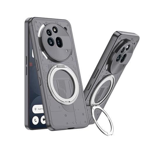 LSKOZU Hüllen Für Nothing Phone (3a) Pro, Leichtes, Ultradünnes Und Stoßfestes Gehäuse Mit Integriertem 360 Drehbarem Fingerringhalter (Grau) von LSKOZU