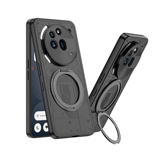 LSKOZU Hüllen Für Nothing Phone (3a) Pro, Leichtes, Ultradünnes Und Stoßfestes Gehäuse Mit Integriertem 360 Drehbarem Fingerringhalter (Schwarz) von LSKOZU