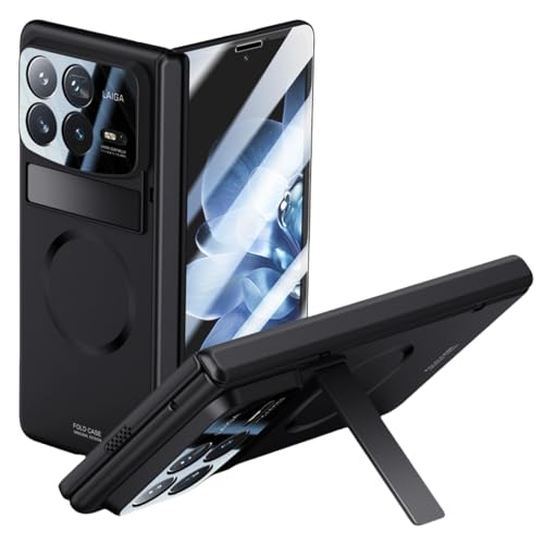 LSKOZU Hüllen Für Xiaomi Mix Fold 4, Stoß- Und Sturzsicher, Objektiv- Und Scharnierschutz, Integrierter Bildschirmschutz Und Ständer (für Mix Fold4,Schwarz) von LSKOZU