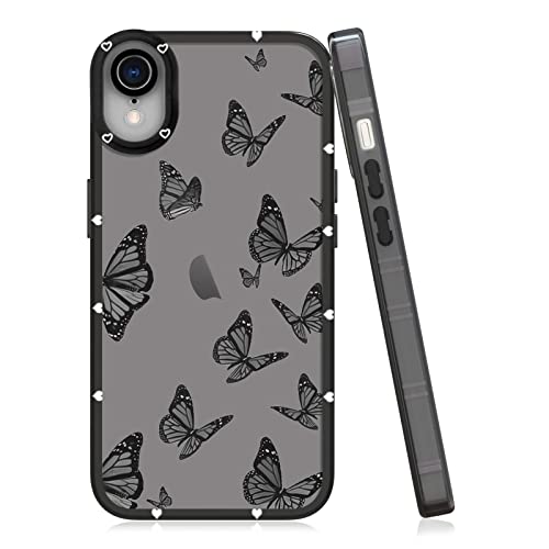 LSL Kompatibel mit iPhone XR Hülle Schwarz Schmetterling Muster Deign Weich TPU Bumper Anti-Drop Schutz Wireless Slim Clear Cover für iPhone XR 6,1 Zoll von LSL