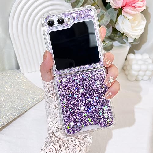LSL Schutzhülle für Samsung Galaxy Z Flip 6 5G 2024, glitzernd, glänzend, luxuriös, weiches TPU, schlank, stoßfest, Schutzhülle für Z Flip 6 5G 2024, Violett von LSL