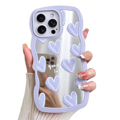 LSL Schutzhülle für iPhone 16 Pro Max, süßes lila Herzspiegel-Design, für Mädchen und Frauen, lockige Wellenrahmenform, Kameraschutz, weiche, schlanke Schutzhülle LSL Schutzhülle für iPhone 16 Pro Max, süßes lila Herzspiegel-Design, für Mädchen und Frauen, lockige Wellenrahmenform, Kameraschutz, weiche, schlanke Schutzhülle von LSL
