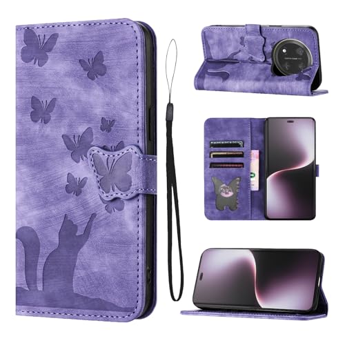 LSPCASA Handyhülle für Honor Magic 7 Lite 5G(6.78 Zoll) Premium Leder hülle Klappbar Flip Case Standfunktion Hülle mit Kartenfächer Schutzhülle für Honor Magic 7 Lite -Lila von LSPCASA