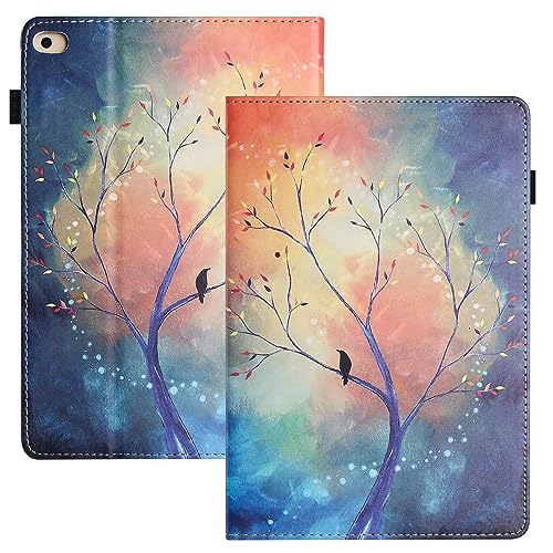 LSPCASA Hülle Für Apple iPad 9.7 2017/2018 PU+TPU iPad Air Hülle iPad Air 2 Hülle Auto Wake/Sleep iPad 5. Generation Hülle Mit Kartenfächern iPad 6. Generation Hülle Baum von LSPCASA