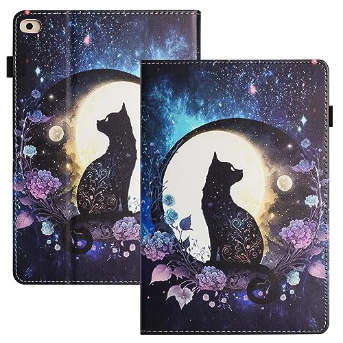 LSPCASA Hülle Für Apple iPad 9.7 2017/2018 PU+TPU iPad Air Hülle iPad Air 2 Hülle Auto Wake/Sleep iPad 5. Generation Hülle Mit Kartenfächern iPad 6. Generation Hülle Katze von LSPCASA