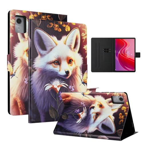LSPCASA Hülle für Lenovo Tab M11(11 Zoll 2024 TB330) PU Leder Tablet Hülle mit Kartenfächer Ständer Funktion Schutzhülle für Lenovo Tab M11-Blumenfuchs von LSPCASA