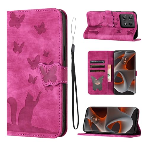 LSPCASA Klappschutzhülle Für Motorola Edge 50 Pro 5G 6.7 Zoll Standfunktion Motorola Edge 50 Pro Hülle Mit Kartenfächern Moto Edge 50 Pro Hülle Katzen Schmetterlingsmuster Lederhülle Rosa LSPCASA Klappschutzhülle Für Motorola Edge 50 Pro 5G 6.7 Zoll Standfunktion Motorola Edge 50 Pro Hülle Mit Kartenfächern Moto Edge 50 Pro Hülle Katzen Schmetterlingsmuster Lederhülle Rosa von LSPCASA