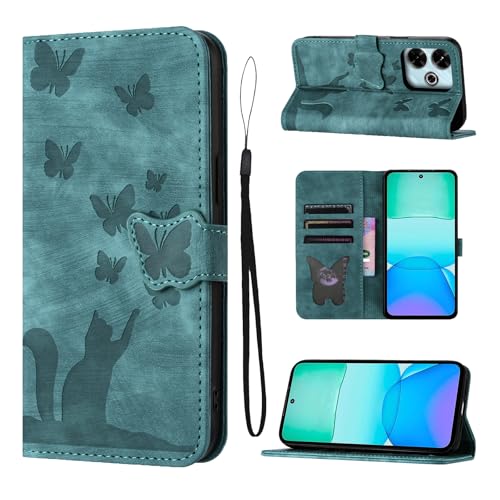 LSPCASA Klappschutzhülle Für Xiaomi Redmi 13 6.79 Zoll Standfunktion Xiaomi Redmi 13 Hülle Mit Kartenfächern Handyhülle Redmi 13 Katzen Schmetterlingsmuster Lederhülle Grün LSPCASA Klappschutzhülle Für Xiaomi Redmi 13 6.79 Zoll Standfunktion Xiaomi Redmi 13 Hülle Mit Kartenfächern Handyhülle Redmi 13 Katzen Schmetterlingsmuster Lederhülle Grün von LSPCASA