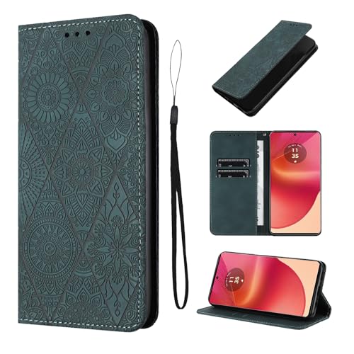 LSPCASA Lederhülle Für Motorola Edge 50 Fusion 5G 6.7 Zoll Magnetische Handyhülle Motorola Edge 50 Fusion Hülle Mit Standfunktion Motorola Edge 50 Fusion Hülle, Grün von LSPCASA
