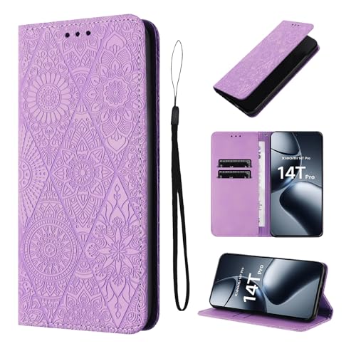 LSPCASA Handyhülle für Xiaomi 14T Pro 6.67 Zoll PU Premium Lederhülle Magnetische Schutzhülle mit Kartenfach Flip Case für Xiaomi 14T Pro Exquisite Retro Blumen Design-Lila LSPCASA Handyhülle für Xiaomi 14T Pro 6.67 Zoll PU Premium Lederhülle Magnetische Schutzhülle mit Kartenfach Flip Case für Xiaomi 14T Pro Exquisite Retro Blumen Design-Lila von LSPCASA
