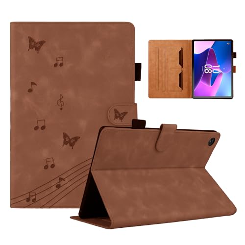 LSPCASA Lenovo Tab M10 Plus 3rd Gen Hülle Mit Kartenfächern Schmetterling Muster Schutzhülle Mit Standfunktion Magnetische Tasche Für Lenovo Tab M10 Plus 3rd Gen 10.61 2022 Braun von LSPCASA