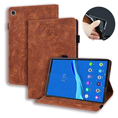 LSPCASA Lenovo Tab M10 Plus 3rd Gen Hülle Premium PU Leder Ständer Folio Mehrfachschutz Abdeckungsschale Mit Kartenhalter Lenovo M10 Plus 3rd Gen Hülle Braun von LSPCASA