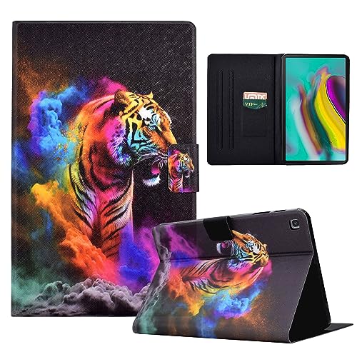 LSPCASA Samsung Galaxy Tab S5e Hülle Für Samsung Galaxy Tab S5e SM-T720/T725 Ständer Folio Abdeckung Samsung Tab S5e Hülle Mit Kartensteckplatz Galaxy Tab S5e Hülle Farbe Tiger von LSPCASA