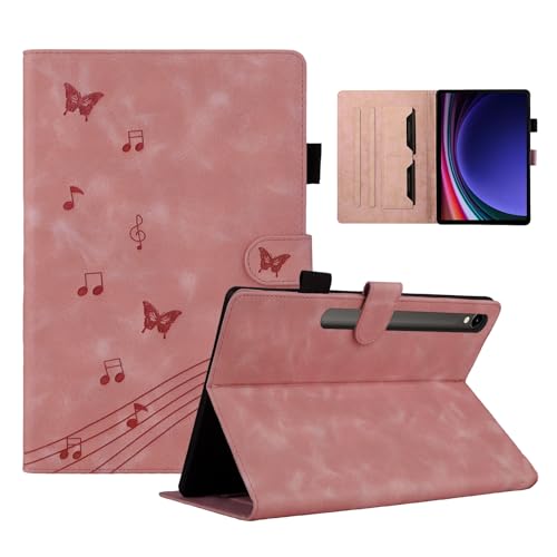 LSPCASA Samsung Galaxy Tab S9 Hülle Mit Kartenfächern Schmetterling Muster Galaxy Tab S9 Tasche Mit Standfunktion Schutzhülle Für Samsung Galaxy Tab S9 / Tab S8 / Tab S7 Rosa von LSPCASA