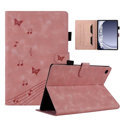 LSPCASA Samsung Tab A9 Plus Hülle Mit Kartenfächern Schmetterling Muster Galaxy Tab A9 Plus Tasche Schutzhülle Für Samsung Galaxy Tab A9 Plus/A9+ SM-X210/X215/X216 Rosa von LSPCASA