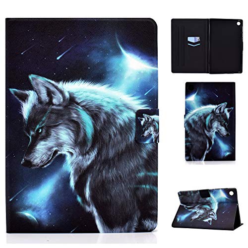LSPCASA Hülle für Samsung Galaxy Tab A9 Plus/A9+ 11 Zoll (SM-X210/X215/X216) PU Leder Schutzhülle mit Standfunktion Kartenschlitz Tablet Case für Galaxy Tablet A9 Plus -Wolf von LSPCASA