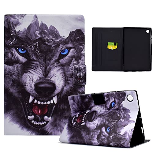LSPCASA Hülle für Samsung Galaxy Tab A9 Plus/A9+ 11 Zoll (SM-X210/X215/X216) PU Leder Schutzhülle mit Standfunktion Kartenschlitz Tablet Case für Galaxy Tablet A9 Plus -Wolfshund von LSPCASA