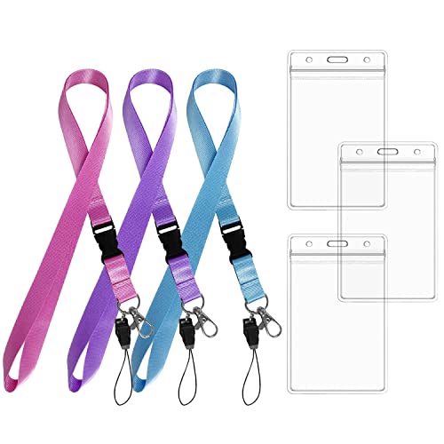 3 stück Schnellverschluss-Lanyard, mit 3 Stück wasserdichtem ID-Kartenhalter, drehbarem Schnallen-Lanyard, farbigem Nylon-Lanyard, Bürozubehör, geeignet für Firmen und Ausstellungen 3 stück Schnellverschluss-Lanyard, mit 3 Stück wasserdichtem ID-Kartenhalter, drehbarem Schnallen-Lanyard, farbigem Nylon-Lanyard, Bürozubehör, geeignet für Firmen und Ausstellungen von LSYYSL