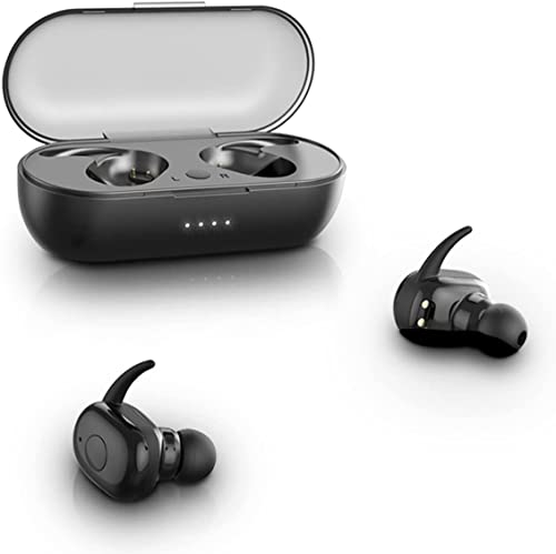 LStiaq Bluetooth 5.2 Kopfhörer mit Mic, 150H Spielzeit mit LED Anzeige Ladebox, IPX6 Wasserdicht, Sport Ohrhörer für Reisen, Arbeit, Black von LStiaq