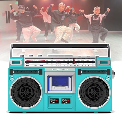 Tragbare Kassette, klassischer 80er-Jahre-Stil, Retro-CD-Player, mit AM/FM-Radio, unterstützt SD/USB-Eingang, Kassettenrekorder für Familientreffen, Reisen von LSyySy