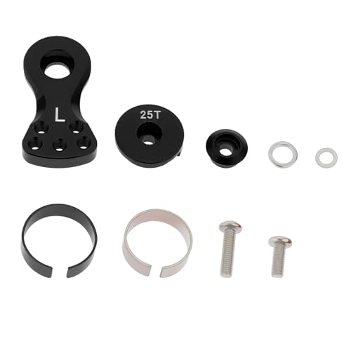 LT Easiyl 1 Set 25T 5 Löcher Servo Saver Horn Arm Aluminium mit Schrauben Mutter Kompatibel mit 1/10 1/8 RC Auto Kompatibel mit Arrma Karton 6S (Schwarz) von LT Easiyl