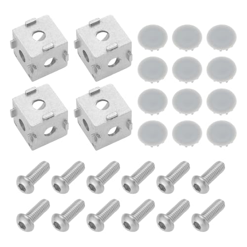 LT Easiyl 4er-Set 3-Wege-Eckhalterungswürfel 20 X 20 X 20 Mm 3-Wege-Aluminiumlegierungsblock für Aluminium-Extrusionsprofil 3D-Druckerzubehör mit Schrauben von LT Easiyl