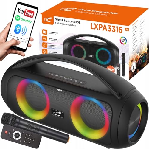 LTC - Bluetooth Lautsprecher mit USB, Akku und RGB Licht - Musikbox, Partybox - Bluetooth 5.0, Lautsprecher 2X3'' USB/SD/AUX 4000MAH - Boombox - Mikrofon - Fernbedienung - 60WATT LTC - Bluetooth Lautsprecher mit USB, Akku und RGB Licht - Musikbox, Partybox - Bluetooth 5.0, Lautsprecher 2X3'' USB/SD/AUX 4000MAH - Boombox - Mikrofon - Fernbedienung - 60WATT von LTC