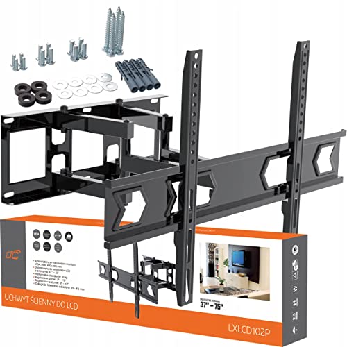 LTC - LCD102P - TV-Wandhalterung aus Metall - für Flache und Gebogene Fernseher von 37 bis 75 Zoll und bis 50 kg - Schwenkbar - VESA 100x100 bis 600x400 - Einstellbar - Langer Arm - Schwarz von LTC