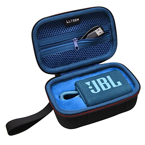 LTGEM EVA-Hartschalenhülle für JBL Go 3 tragbare, kabellose Bluetooth-Lautsprecher – Reise-Schutzhülle, Aufbewahrungstasche (schwarz + blau) von LTGEM