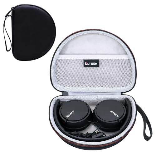LTGEM Schutzhülle kompatibel mit Sony MDR-ZX110 / MDRZX110AP / MDRZX110NC / MDR-ZX310AP ZX Serie kabelgebundene On-Ear-Kopfhörer, Schwarz + Grau (nur Hülle) von L LTGEM