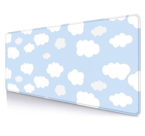 LTHAOGUO Blauer Himmel mit Wolken Schreibtischmatte, süßes großes Mauspad, blaue Schreibtischunterlage, rutschfeste Gummiunterseite mit genähten Kanten, Schreibtischmatte, 80 x 20 cm LTHAOGUO Blauer Himmel mit Wolken Schreibtischmatte, süßes großes Mauspad, blaue Schreibtischunterlage, rutschfeste Gummiunterseite mit genähten Kanten, Schreibtischmatte, 80 x 20 cm von LTHAOGUO