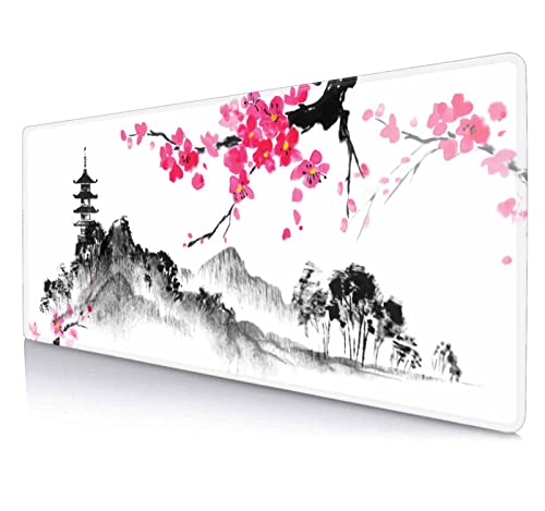 LTHAOGUO Gaming-Mauspad, Motiv: japanische Kirschblüten, asiatische Berge, Malerei, erweitertes großes Mauspad, Schreibtisch-Pad, genähte Kanten, Mauspad, Tastatur-Mauspad für Computer, PC, Laptop LTHAOGUO Gaming-Mauspad, Motiv: japanische Kirschblüten, asiatische Berge, Malerei, erweitertes großes Mauspad, Schreibtisch-Pad, genähte Kanten, Mauspad, Tastatur-Mauspad für Computer, PC, Laptop von LTHAOGUO