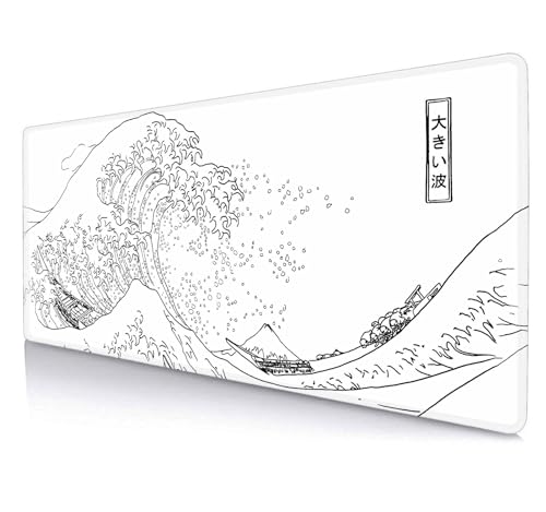 LTHAOGUO Great Wave XL-Gaming-Mauspad, weiß, minimalistische japanische Schreibtischmatte, niedliches ästhetisches Mauspad, erweitertes Mauspad, rutschfeste Gummiunterseite, lila Schreibtischunterlage LTHAOGUO Great Wave XL-Gaming-Mauspad, weiß, minimalistische japanische Schreibtischmatte, niedliches ästhetisches Mauspad, erweitertes Mauspad, rutschfeste Gummiunterseite, lila Schreibtischunterlage von LTHAOGUO